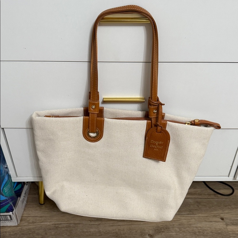 Cream and Tan Tote Bag
